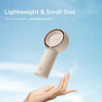 JISULIFE Handheld Turbo Fan [16H Max Cooling Time] Mini Portable Hand, 4000mAh USB Rechargeable Personal, Battery Operated Pocket Fan with 5 Speeds for Travel/Outdoor/Home/Office - Brown