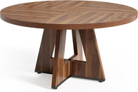 LITTLE TREE Round Dining Table for 4-6 People, 47 Inches Dining Room Table with Wooden Pedestal Base, Brown Dinner Tables, Circle Kitchen Tables for Dining Room, Kitchen, Living Room(Table Only)
