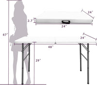 Gocamptoo Folding Table,4ft Indoor Outdoor Heavy Duty Portable Folding Square Plastic Dining Table w/Handle, Lock for Picnic, Party, Camping (4 FT) …