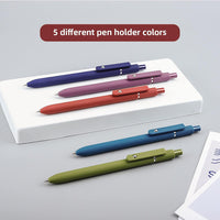Gel Pens, 5 Pcs 0.5mm Black Ink Pens Fine Point Smooth Writing Pens with Silicone Grip, High-End Series Metal Clip Retractable Pens for Journaling Note Taking (Vintage)