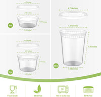 AOZITA 24 Sets Plastic Deli Food Containers With Lids, 8 oz 16oz 32oz Variety pack, Airtight Food Storage Containers, Freezer/Dishwasher/Microwave Safe, Soup Containers For Takeout Food Storage