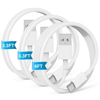 Car Carplay Cable for iPhone 17 16 15 Pro Plus Pro Max Air，3-Pack [3.3FT+3.3FT+6FT] USB A to USB C Cable for iPhone 17 16 15，for iPad Pro/Air/Mini，for Galaxy S25 S24，for MacBook Pro/Air and More