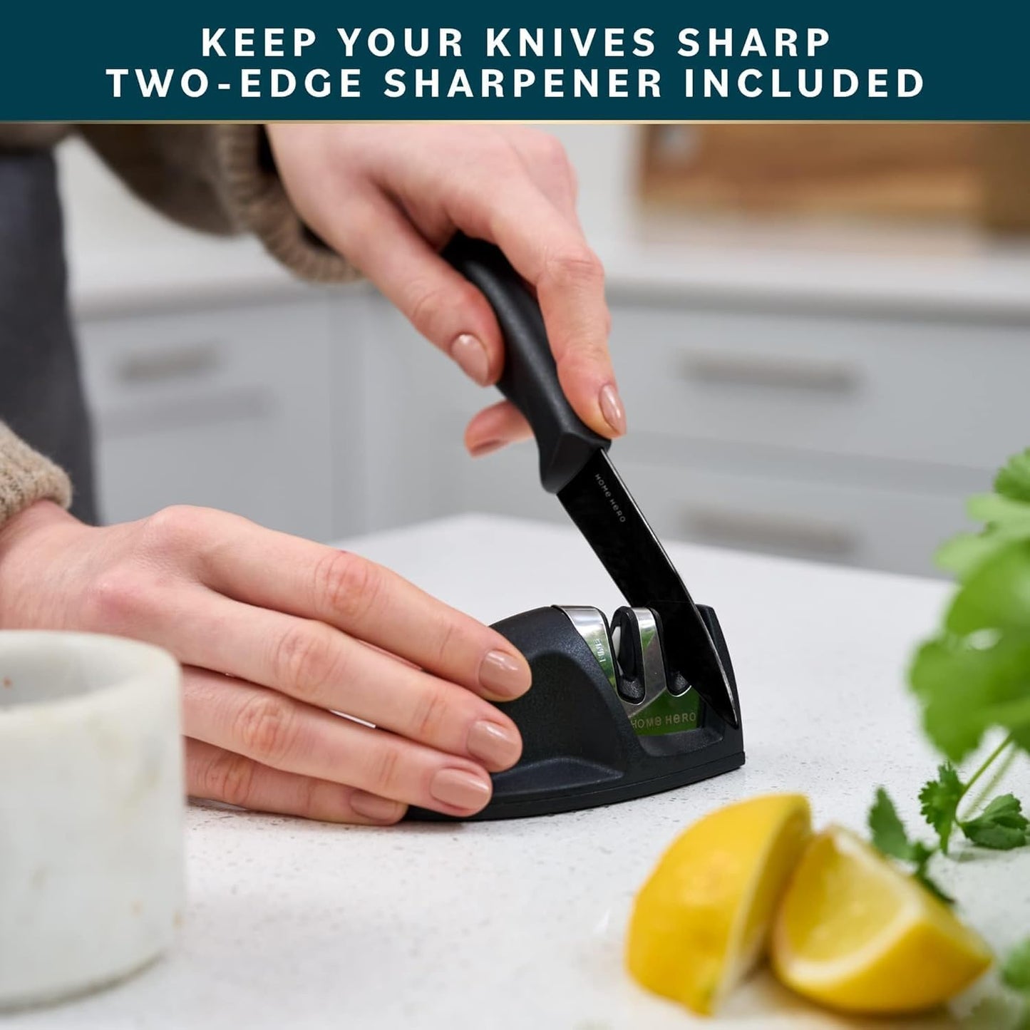 Home Hero Ultra-Sharp Stainless Steel Kitchen Knife Set - Chef Knives Set (11 pcs Set - Black with Sheath)