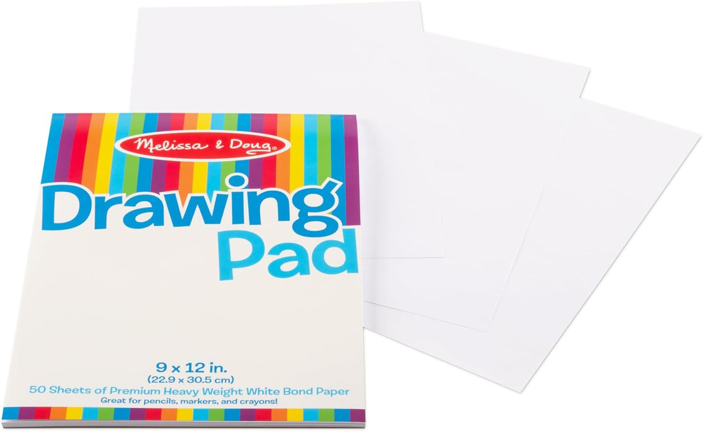 Melissa & Doug Drawing Paper, Sketch Pad, 3-Pack Bundle for Coloring, Writing or Painting (9 x 12 inches) - 50 Sheets Each, Kids Drawing Pad & Art Supplies for Kids Ages 3+ - FSC Certified