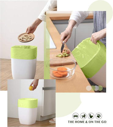 Compostable Trash Bags - FORID 13 Gallon Tall Kitchen Garbage Bags 80 Count Unscented Trash Can Liners 55 Liter Medium Wastebasket Bags for Bathroom Home Bedroom Office Garbage Can (5Rolls/Green)