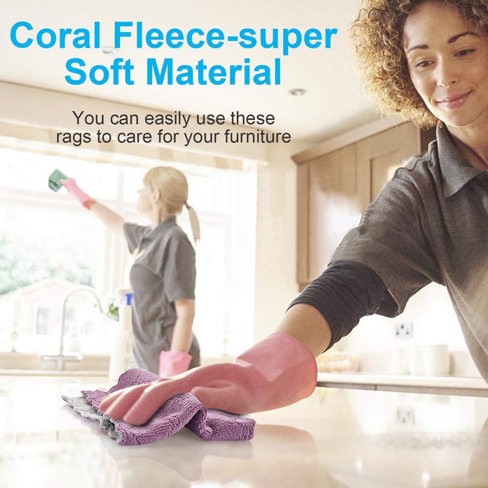 12PCS Double-Sided Microfiber Kitchen Towels, Reusable Cleaning Cloths 10x6 - Cart Shape