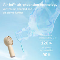 JISULIFE Handheld Turbo Fan [16H Max Cooling Time] Mini Portable Hand, 4000mAh USB Rechargeable Personal, Battery Operated Pocket Fan with 5 Speeds for Travel/Outdoor/Home/Office - Brown
