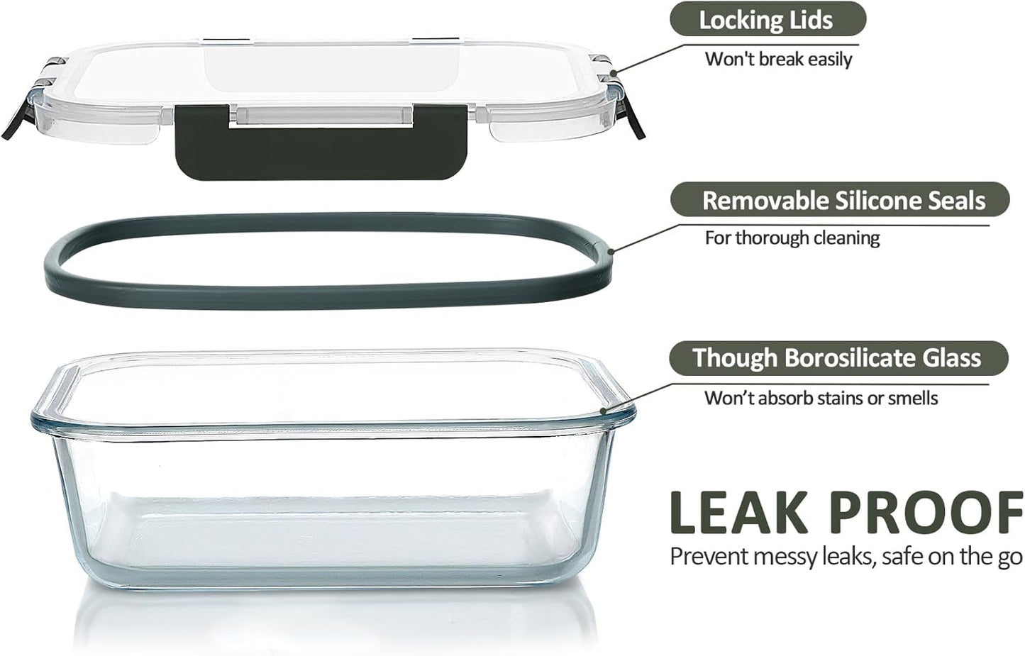 MCIRCO 24-Piece Glass Food Storage Containers with Snap Locking Lids, Glass Meal Prep Containers Set, Airtight Lunch Containers, Microwave, Oven,Freezer and Dishwasher Friendly