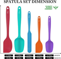 HOTEC Heat Resistant 600℉ Food Grade Silicone Rubber Spatula Set for Baking, Cooking, and Mixing Non Stick Dishwasher Safe BPA-Free Multicolor Set of 5