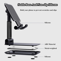 2 Pcs Cell Phone Stand, Adjustable Angle Height Phone Stand for Desk, Fully Foldable/Portable Phone Holder, Compatible for iPhone 16/15/14/13/12/Smartphones