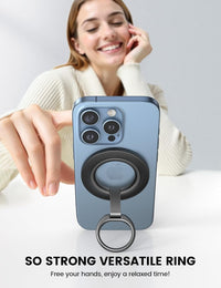 Lamicall for MagSafe Magnetic Phone Ring Stand - [Upgrade Dual-Hinge] 360° Rotation Finger Grip Holder, Super Magnet Phone Kickstand Ring, Mag Safe Grip Accessories for iPhone 17 Pro Max Air, Android