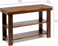 Solid Pine Wood Entryway Shoe Rack Bench, Espresso, 10.4" D x 27.56" W x 17.72" H