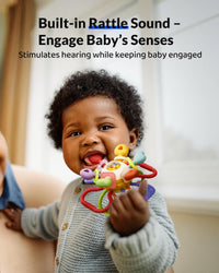 Baby Montessori Sensory Teething Toy – Safe, Multi-Functional BPA-Free Silicone Teether Toy for Babies 0-12 Months – Vibrant Rattle for Teething Relief & Fun Play – Perfect Baby Toys for Boys & Girls