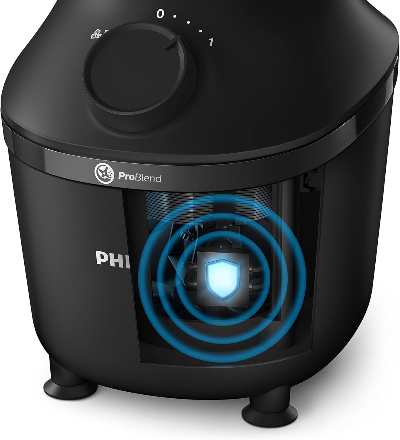 Philips Blender 3000 Series, ProBlend System, 1.9L Maximum Capacity, 1L Effective Capacity, 450W, 1 Speed Setting + Pulse, Plastic Jar, Black, (HR2041/01), Smooth blends with no lumps in 45 seconds