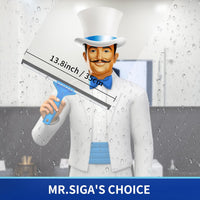 MR.SIGA Professional Window Cleaning Combo - Squeegee & Microfiber Window Scrubber, 14"