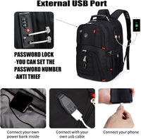 SHRRADOO Extra Large 50L Travel Laptop Backpack with USB Charging Port, College High School Backpack Airline Approved Business Work Bag Fits 17 Inch Computer for Men Women