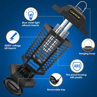 GOOTOP Bug Zapper Outdoor, Mosquito Zapper, 3 Prong Plug in Electric Fly Zapper, Mosquito Killer, Fly Traps, Flying Insects Zapper Indoor Outdoor 90-130V, 4200V, ABS Plastic Outer (Black)