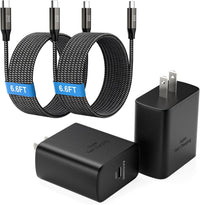 45W Super Fast Charger Type C, [2 Pack] 45 Watt USB-C Charger PD/PPS Wall Charging Block for Samsung Galaxy S25 Ultra/S25+/S25/S24/S23 Ultra/S23+/S22 Ultra/S22+/S20 Ultra, Tab S8(with 2X 6.6ft Cable)