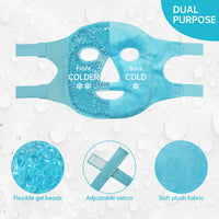 ZNÖCUETÖD Cold Face Eye Mask Ice Pack Reduce Facial Puff, Dark Circles, Gel Beads Hot Heat Cold Compress Pack, Face SPA for Woman Sleeping, Pressure, Headaches, Skin Care, Post Laser Care[Blue]
