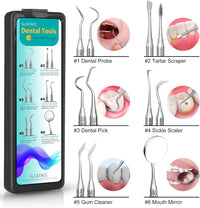 Dental Tools, Dental Pick for Teeth Cleaning, Stainless Steel Hygiene Kit with Tooth Scraper Plaque Tartar Remover - with Case