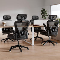 Computer Desk Chair, Ergonomic Office Chair M903 with Wheels, High Back Mesh Office Chair with Adjustable Lumbar Support, Headrest, Flip-Up Armrests, Black