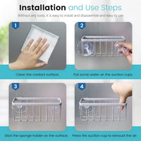 Sponge Holder for Kitchen Sink, Kitchen Sink Sponge Holder,Sink Caddy,Dish Soap Holder （Mat Silver）