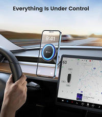 VICSEED Tesla Phone Mount【Strongest Magnet Power】Foldable Hidden Tesla Phone Holder Fit for All Phone, Tesla Model 3 Model Y for MagSafe Car Mount, Tesla Model 3 Accessories, Tesla Model Y Accessories