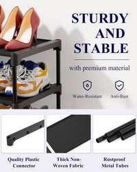 Kitsure Shoe Rack - Premium Non-Woven Shoe Rack Shelf, Shoe Organizer for Closet, Entryway, Garage & Corridor, Sturdy & Durable Long Stackable Shoe Shelves, Medium, Black