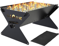 GasOne 15” Portable Charcoal Grill – Foldable BBQ Grill – Camping Grills for Backyard, Bonfire, Patio – Heavy-Duty Portable Fire Pit – Camp Cooking Gear