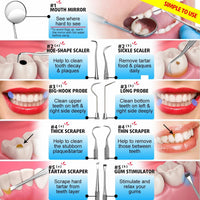 G.CATACC 10 Pack Dental Tools, Professional Plaque Remover for Teeth Cleaning Tools Set, Stainless Steel Hygiene Kit with Dental Pick Tooth Scraper Plaque Tartar Remover Tongue Cleaner - with Case