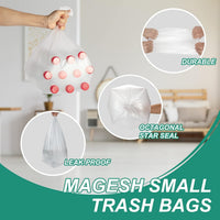 Magesh 4 Gallon Trash Bag Strong, Leakage-Free, Small Garbage Bags Unscented Thick for Bathroom, Office, Kitchen Small Trash Can, 15L, 105 Bags, Clear