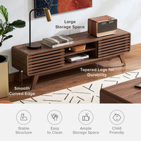 mopio Ensley TV Stand, Mid Century Modern for 55/60/65 inch TV, Farmhouse TV Stand, Entertainment Center with Storage, TV and Media Console for Living Room (Walnut, 59" Low)
