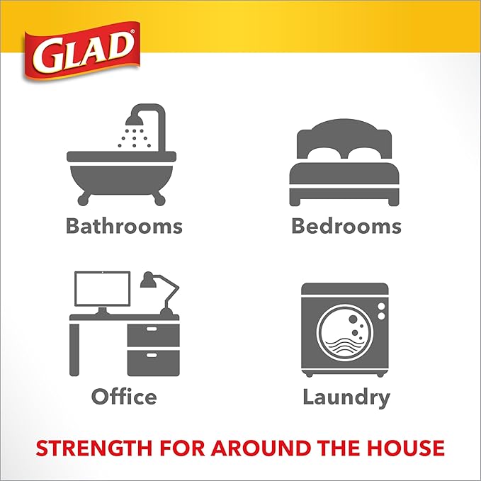 Glad Medium Kitchen Drawstring Trash Bags, 8 Gal, Fresh Clean Scent, 80 Ct (Package May Vary)
