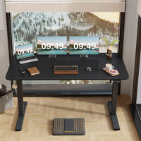 Furmax 55 x 24 Inches Electric Height Adjustable Standing Desk Large Sit Stand Up Desk Home Office Computer Desk Memory Preset with T-Shaped Metal Bracket, Black