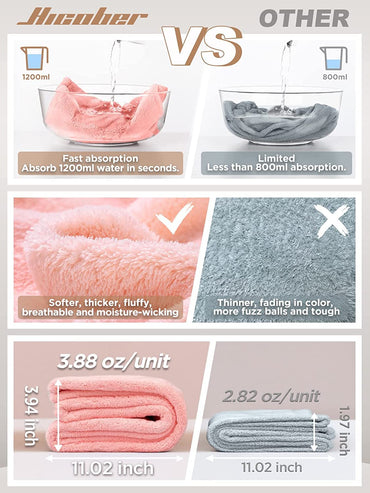 Hicober Microfiber Hair Towels, 3-Pack Drying Wraps for Curly Hair - Cart Shape