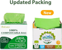 GreFusion Compostable Bags for Kitchen Compost Bin, 1.2 Gallon, 125 Count, Certified by BPI and ASTM, Leakproof and Odor Control