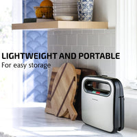 OVENTE Electric Sandwich Maker with Non-Stick Plates, Indicator Lights, Cool Touch Handle, Easy to Clean and Store, Perfect for Cooking Breakfast, Grilled Cheese, Tuna Melts and Snacks, Black GPS401B