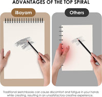 iBayam 9x12 Sketchbook, Spiral Bound Sketch Book for Kids, Teens Adults Artists Beginners, Drawing Supplies Art Supplies,100 Sheets (68lb/100gsm) Premium Drawing Pad for Sketching Writing Painting