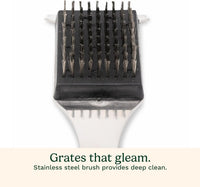 Cuisinart Stainless Steel 16.5" Long Handle Grill Cleaner Brush and Scraper for BBQ, Griddle, Grills, Cookout Tool, Grill Brush for Outdoor Grills BBQ Accessories