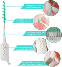 Dental Floss Picks Soft Silicone interdental Brush, Braces Brush, Floss Picks for Teeth, Disposable interdental Brush, Suitable for Cleaning Teeth Health(Green, 160pcs)