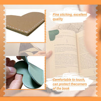 Leather Heart Bookmarks - Winjeto 6 Pieces Cute Corner Page Book Marks for Teachers Students Book Reading Lovers, for School Office Home Supplies (Heart（6pcs）)