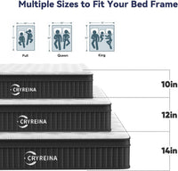 Queen Mattress 12 inch, Hybrid Mattress in a Box, Individually Pocket Springs, Medium Firm Feel for Pressure Relief, Breathable Comfort, CertiPUR-US Certified, Gray&White