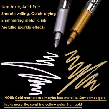Dyvicl Metallic Markers Pens - Silver and Gold Paint Pens for Black Paper, Glass, Rock Painting, Halloween Pumpkin, Card Making, Scrapbook Album, Christmas DIY Art Craft Kids, Set of 4