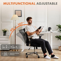 Sweetcrispy Big and Tall Office Desk Chair with Lumbar Support, 500lbs Heavy Duty Mesh Ergonomic Computer Chair with 4D Armrest and Wide Comfy Seat, Wheels for Adult