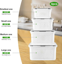 Freshmage Fruit Storage Containers for Fridge with Removable Colander, Airtight Food Storage Container, Dishwasher Safe Produce Saver for Refrigerator, Keep Berry Fruit Fresh Longer 4 pcs Small Clear