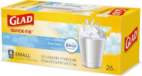 Glad OdorShield Small Trash Bags, Febreze Fresh Clean, 4 Gal, 26 Ct (Package May Vary)