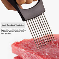 JAYVAR Onion Holder for Slicing, Onion Cutter Vegetable Chopper, Stainless Steel Tomato Slicer Vegetable Cutter for Potato, Avocados, Eggs, Food Slicer Assistant Tool for Fruit Lemon and Meat