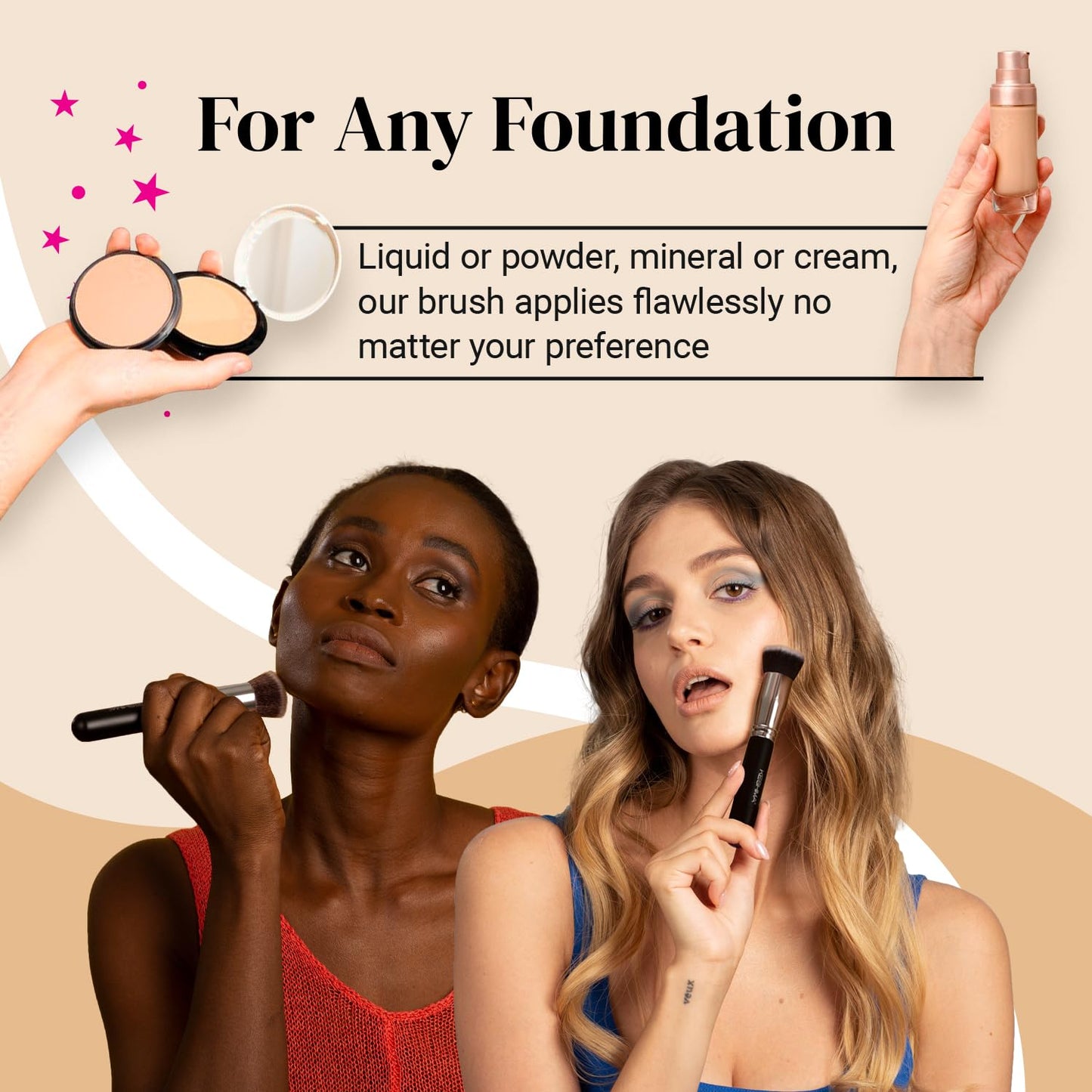 Premium  Flat Top Kabuki Foundation Brush By KESHIMA - Cart Shape