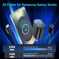Super Fast Charger Type C, 25W USB C Wall Charger Fast Charging for Samsung Galaxy S25 Ultra/S25/S25+/S24+/S24 Ultra/S24/S24+/S23 Ultra/S22 Ultra/S21 with 10FT Long Android Type C Charger Cable 2Pack
