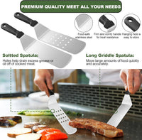 35PCS Griddle Accessories Kit, Flat Top Grill Accessories Set for Blackstone and Camp Chef, Grill Spatula Set with Enlarged Spatulas, Basting Cover, Scraper for Outdoor Barbecue